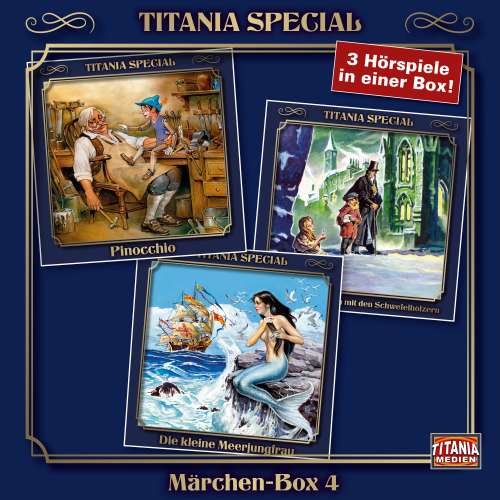 Cover von Titania Special - Box 4 - Pinocchio, Das kleine Mädchen mit den Schwefelhölzern, Die kleine Meerjungfrau