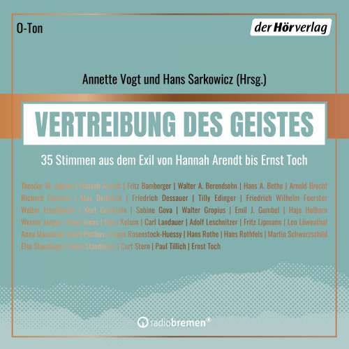Cover von Annette Vogt - Vertreibung des Geistes - 35 Stimmen aus dem Exil von Hannah Arendt bis Ernst Toch